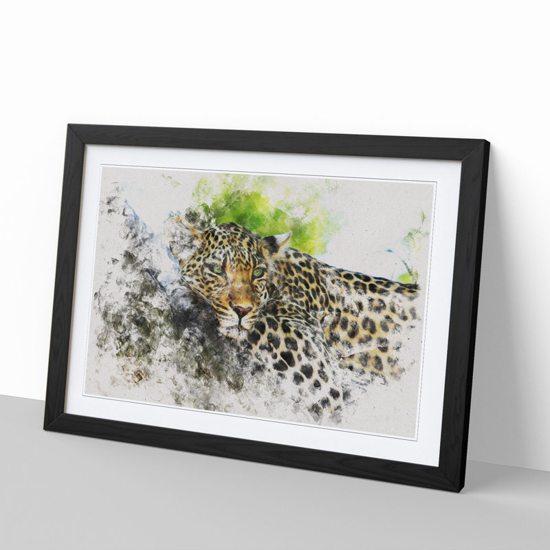 Leopard Vol.2 - Picture Frame Graphic Art, 36cm H x 48cm W x 2cm D, Black Framed