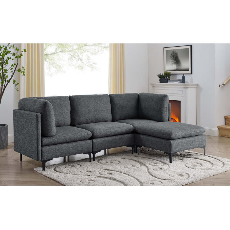 Canapé modulaire en lin avec assemblage facile