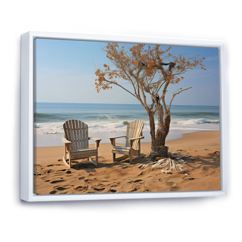 Ambur Beach Chairs Scenery II sur toile, H 12 po x l 20 po x P 1 po, Cadre flottant blanc