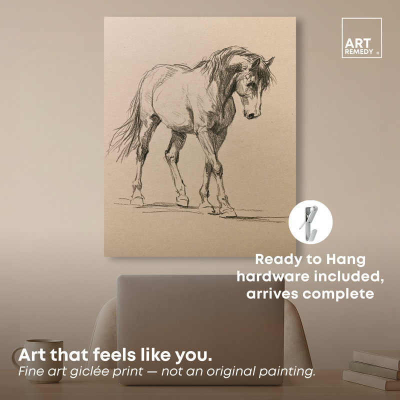 Impression sur toile Graphite Mare II, art mural de style ferme par, 24" H x 20" W, Toile tendue avec châssis