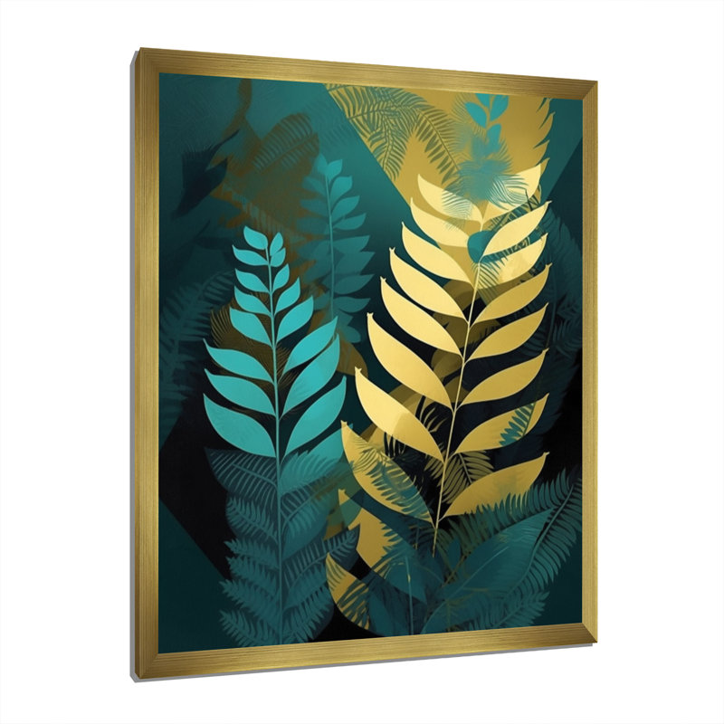 Nathen Harmonious Ferns III - Imprimé, Encadrement doré, H 32 po x l 16 po x P 1 po
