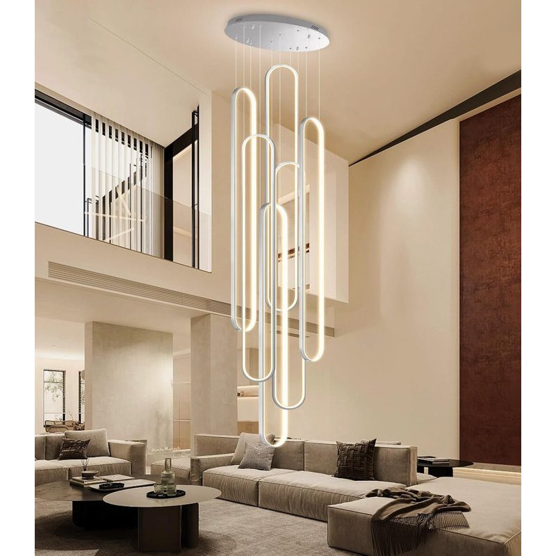 Lustre linéaire à 6 lumières DEL à intensité variable, Argent argent, H 138 po x l 23,6 po x P 23,6 po, 234 W