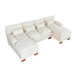 Beige Chenille Double Lounge Chair - Pu Fabric, 500lb Max Load, Solid Wood Feet With Centre Support, Stable And Hardware Fabric In For Use Pu, Load Capacity, & Foot, Waterproof Rustproof Hardware,
