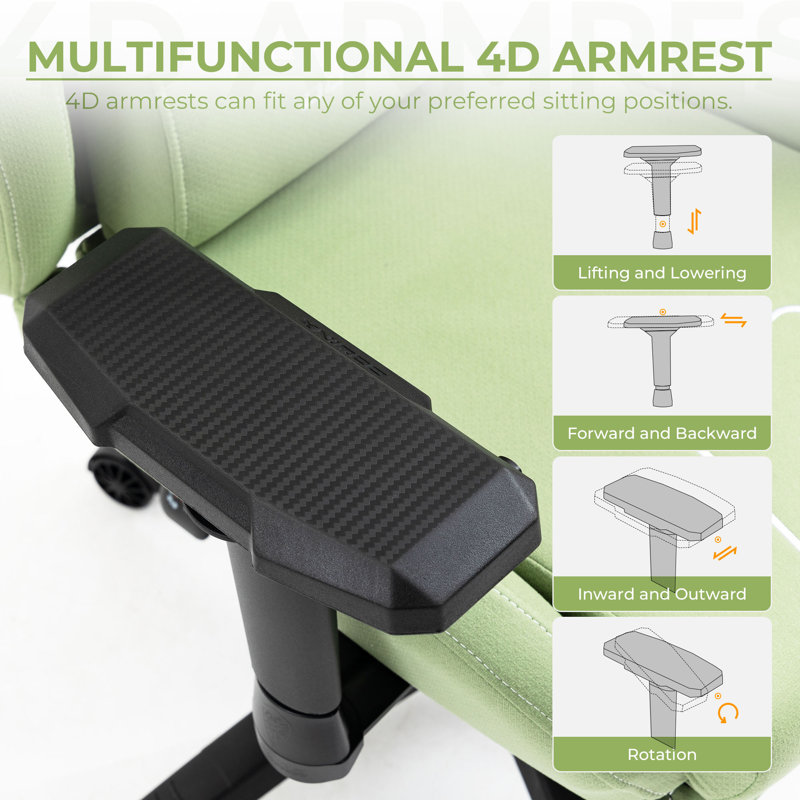 Dowinx Adjustable Reclining Ergonomic Swiveling PC & Racing Game Chair with Footrest, Green