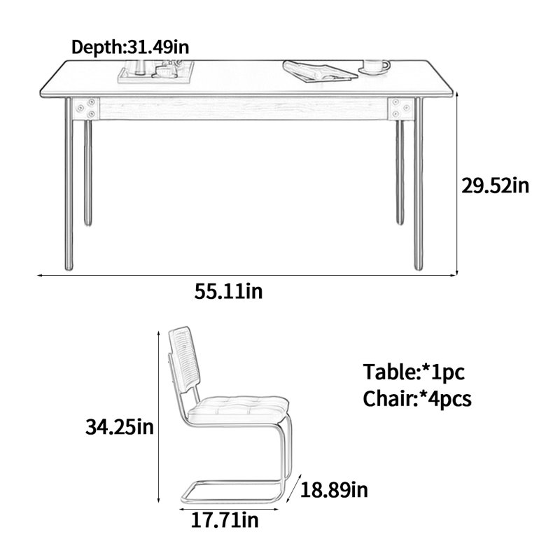 Table de salle à manger en bois massif de style médiéval, H 29,52 po x L 55,11 po x l 31,49 po 