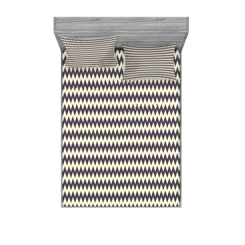 Microfiber Chevron Sheet Set, Full/Double Sheet Set with Fitted Sheet