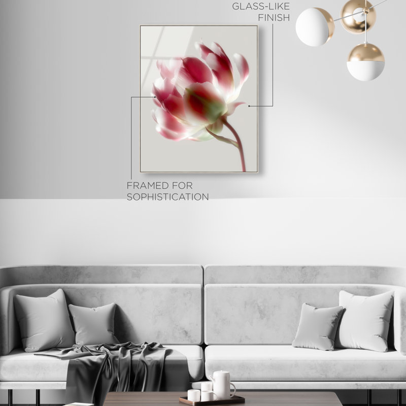 Crimson Core I Print, 46"H x 37"W, Silver Floater Frame