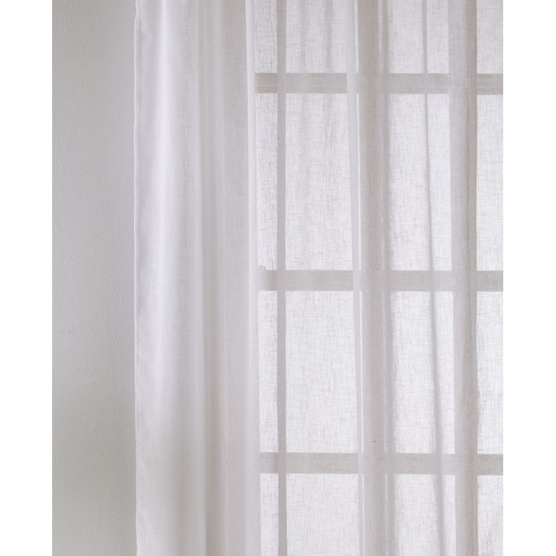 Cartell Semi Sheer Curtain Single Panel, White, 140 W x 137 D cm