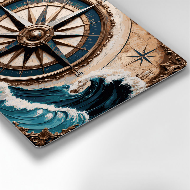 Art mural en métal beige bord de mer Coastal Grand Compass, H 11 po x l 14 po