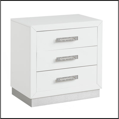 Table de chevet en bois blanc laiteux
