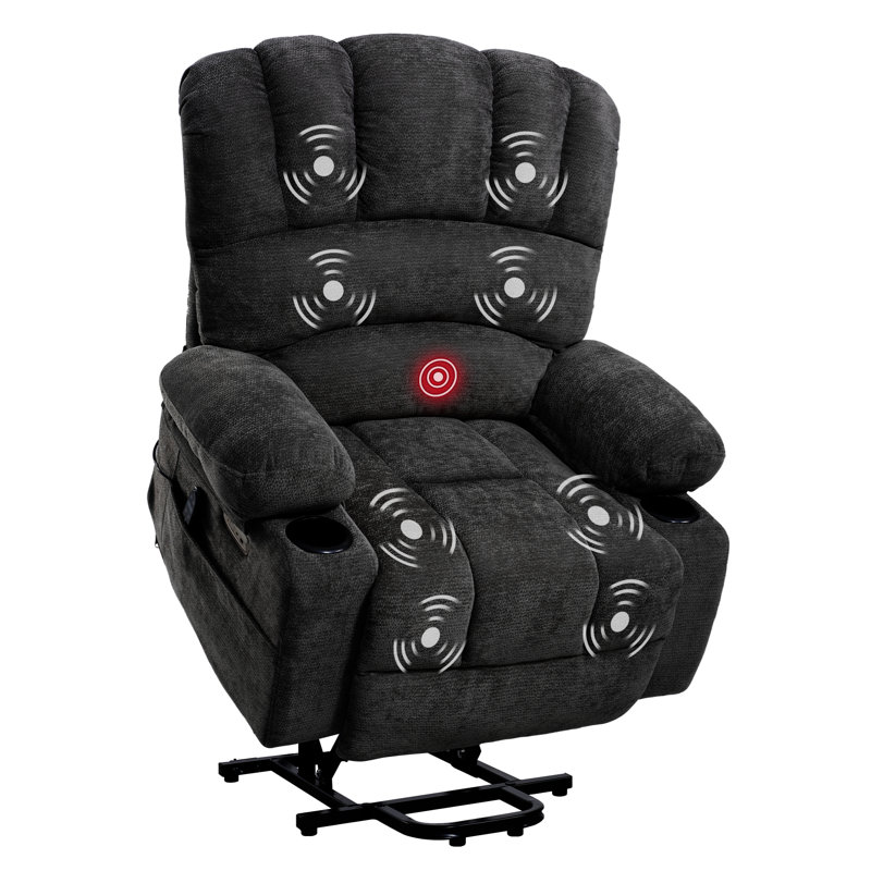 37cm Wide Chenille Standard Recliner, Dark Grey