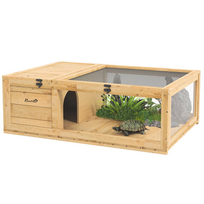 Enclos en bois pour reptiles : habitat intérieur/extérieur pour tortues, lézards et geckos. Stable, avec panneaux latéraux et espace supplémentaire pour serpent jaune - sécuritaire et confortable à l'intérieur comme à l'extérieur.