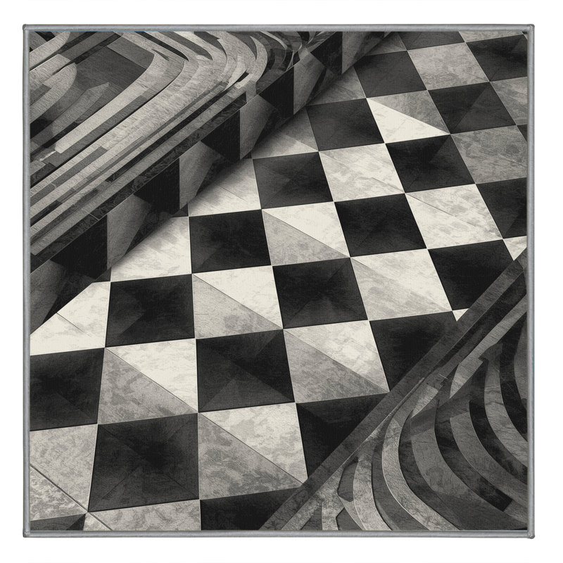 Tapis art déco lavable à la machine gris Pahola, 8 pieds carrés
