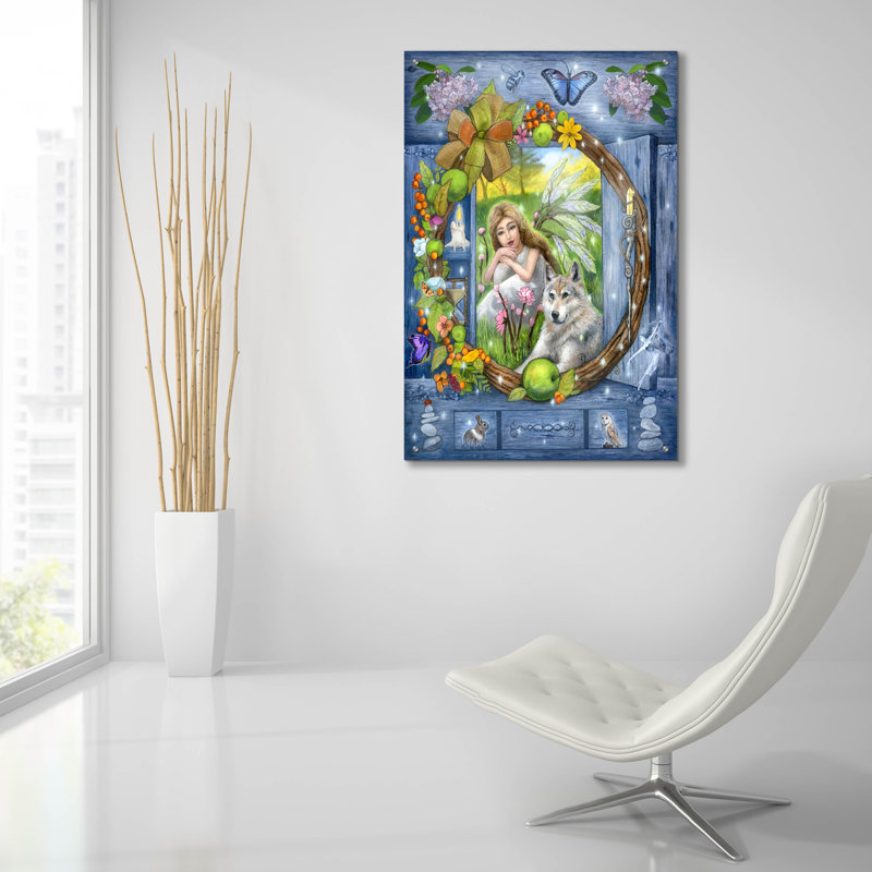 Art mural en verre épique «The Patience Fairy» par Art and a Little Magic, H 36 po x l 24 po x P 0,2 po