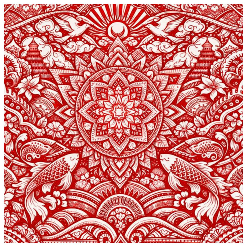 Intricate Red Mandala Art Comforter, Queen