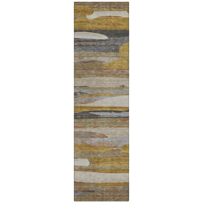 Machine Washable Indoor/Outdoor Chantille ACN2542 Abstract Rug