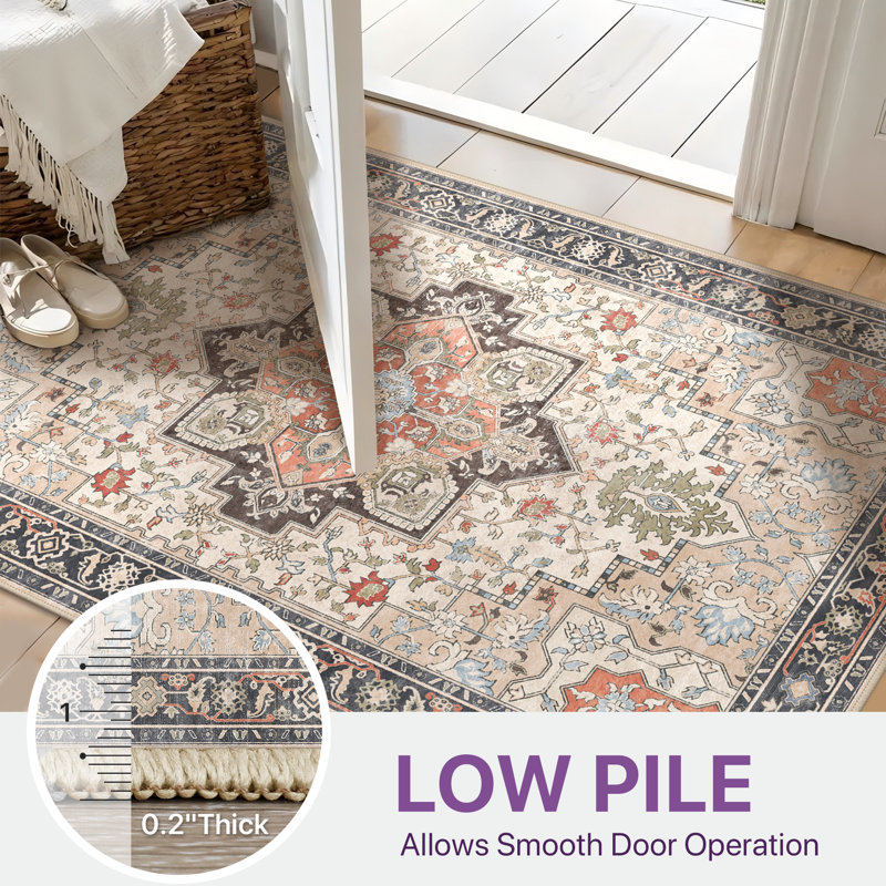 Tapis oriental performance Roehit, Rose rosé, Tapis de couloir 2 pi x 5 pi 2 po