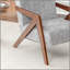 Fauteuil d'appoint Mid-Century moderne avec structure en bois, fauteuil de lecture rembourré avec tissu en lin doux, fauteuil d'appoint pour le salon, la chambre à coucher, facile à assembler