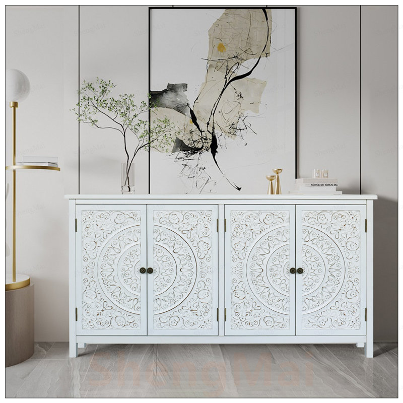 Armoire d'appoint élégante avec 4 portes, buffet en bois polyvalent pour la décoration et l'organisation