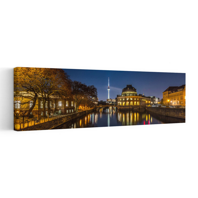 Night Lights Of Berlin by Melanie Viola - Wrapped Canvas Panoramic Print, 40.64 cm H x 121.92 cm W