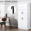 Armoire de 70 po de hauteur pour cuisine et salle à manger, 6 tablettes avec 2 tablettes réglables, 4 portes en garde-manger autoportant blanc, réglable, portes, look