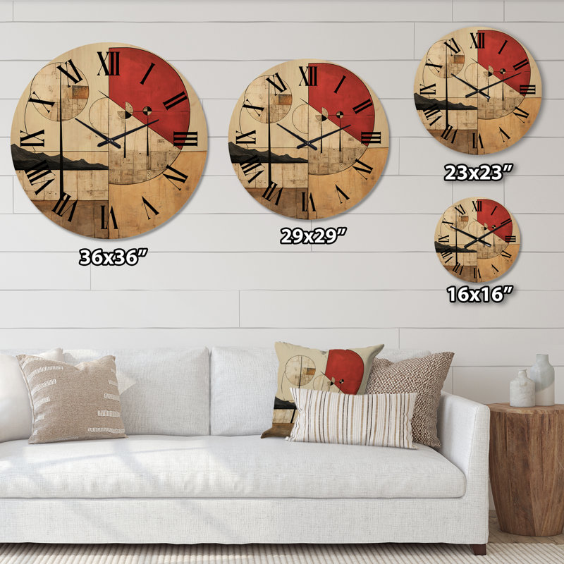Horloge murale en bois massif Pendergrast, Très grand
