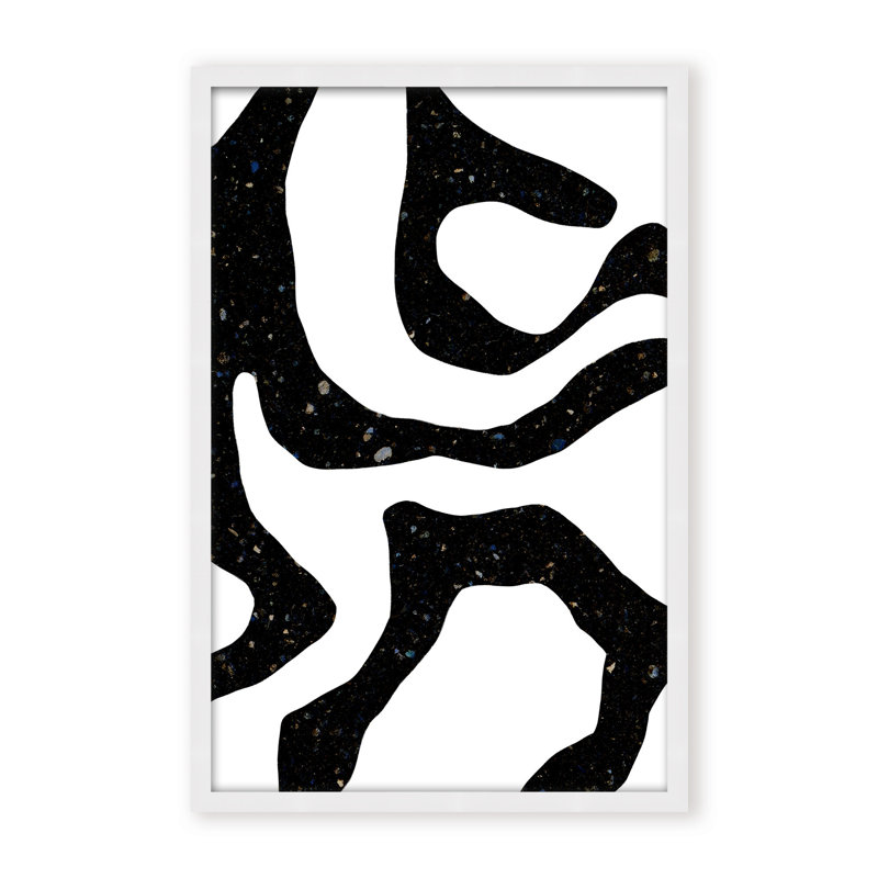 Abstract Black Gems by  - Picture Frame Painting on Paper, 48" H x 32" W x 1.125" D, Black, Framed Print