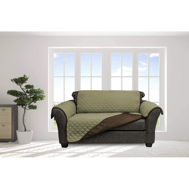 Housse pour causeuse à coussins carrés / rectangulaires, Vert, H 75 po x l 92 po x P 23 po