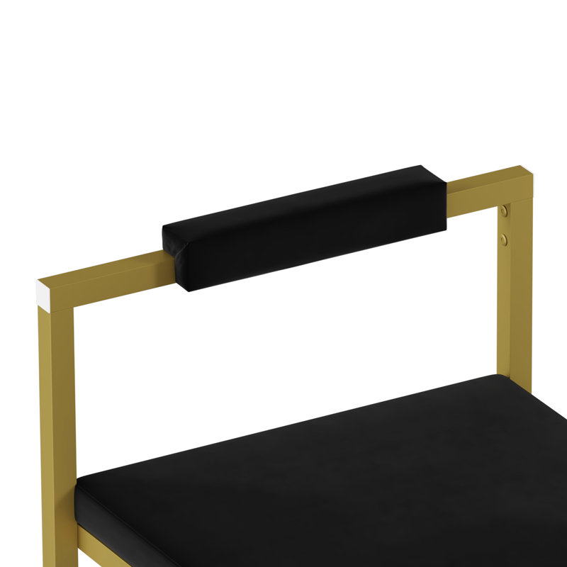 Ensemble de 2 tabourets de salle à manger rembourrés en velours de style moderne, base dorée, bas, avec assemblage rapide