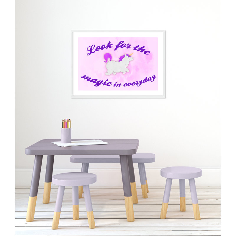 Décoration murale licorne magique pour enfants, H 25,5 po x l 35,5 po x P 1,19 po, Encadré de boîte blanc