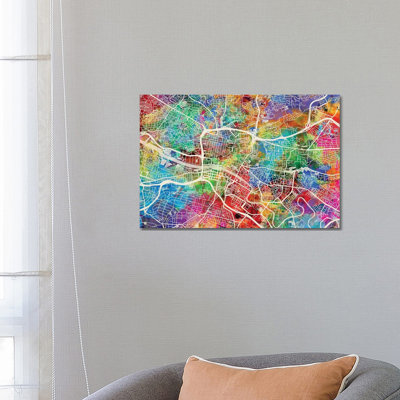Glasgow Street Map II by Michael Tompsett - Wrapped Canvas Gallery-Wrapped Canvas Giclée