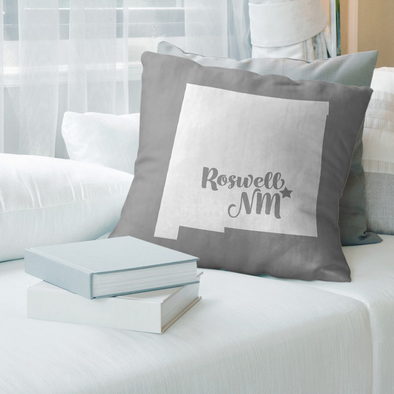 Cotton Blend Reversible Throw Pillow, Roswell , 20" x 20", Gray