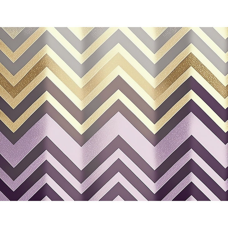 Housse de couette à motif de chevrons dorée / mauve, Housse de couette pour lit simple