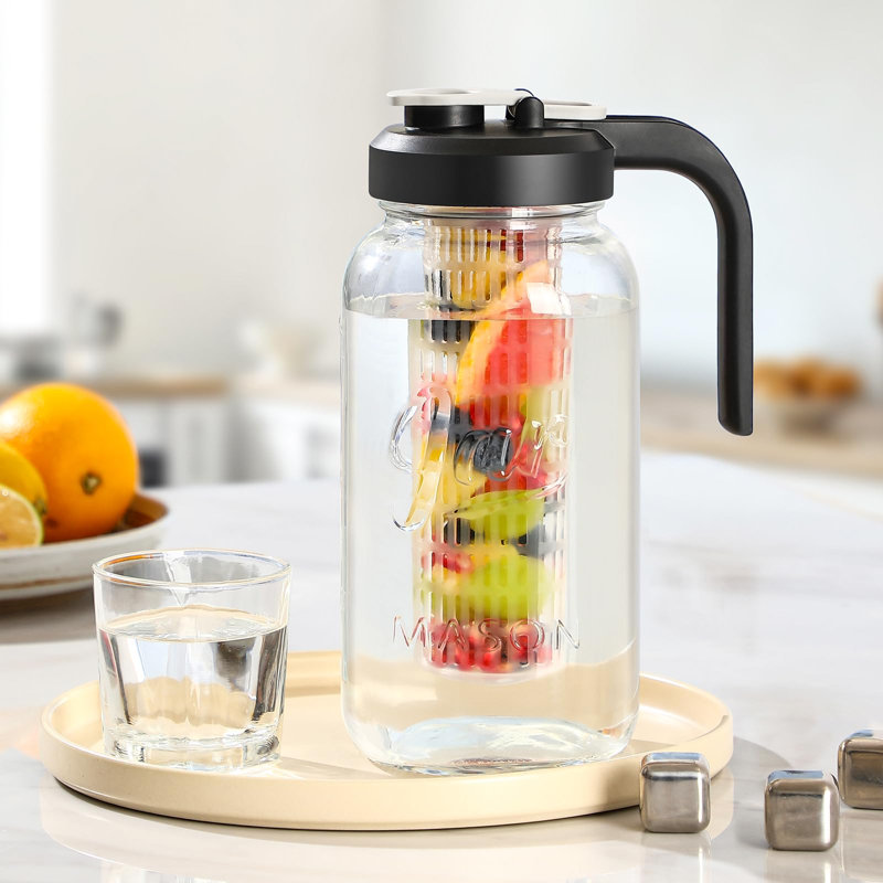 Pichet à infusion de fruits robuste en pot Mason