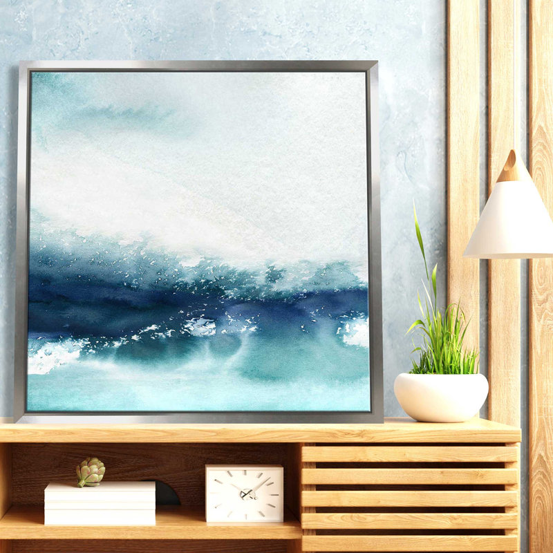 Wispy Waves I par Carol Robinson - Peinture, L 21,5 po x H 21,5 po, Encadrement argenté
