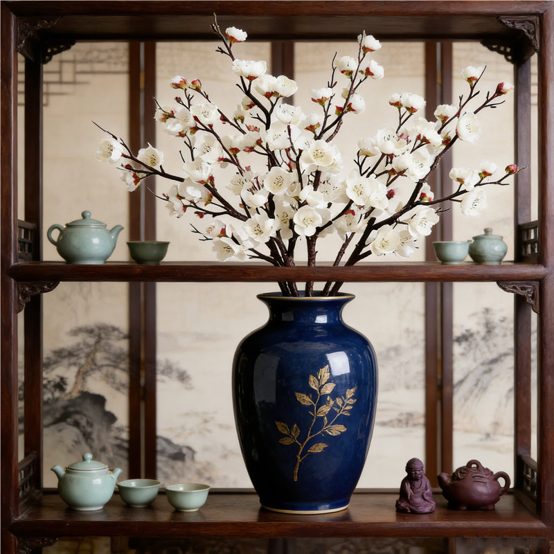 7 Pcs Faux Cherry Blossom Decor, Long Stem Artificial Flowers for Tall Vase, Cherry Blossom Tree Branches for Floral Arrangements Wedding Spring Decorations