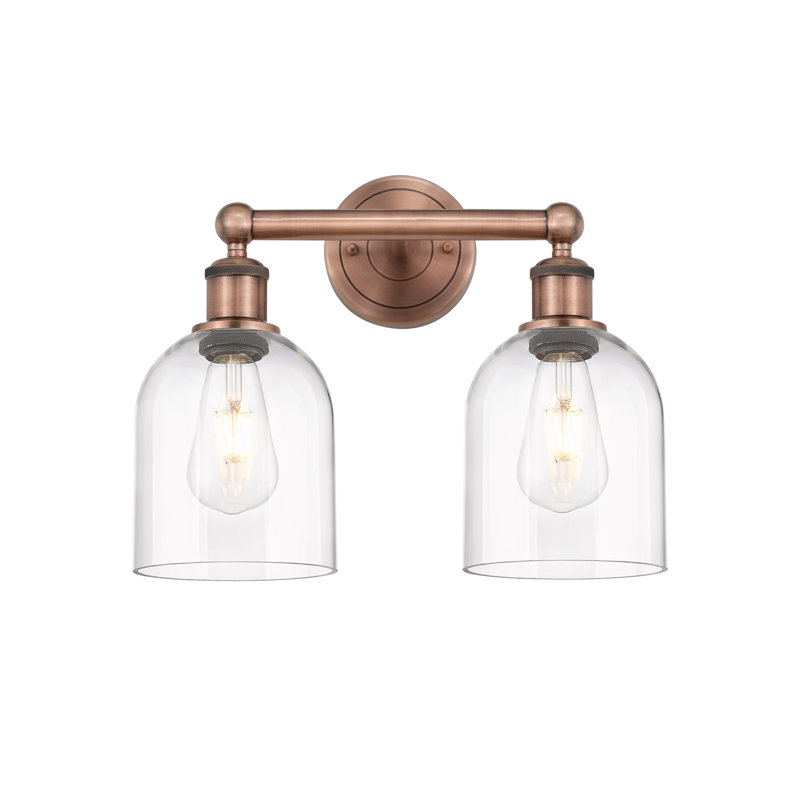 Edison Allysson 2 Light 15" Bath Vanity Light, Antique Copper, Clear