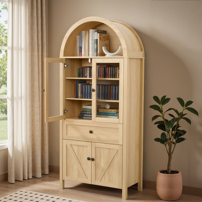 Dome Cabinet,Walnut,made of high-quality materials and antique craftsmanship, with large storage space, Oak