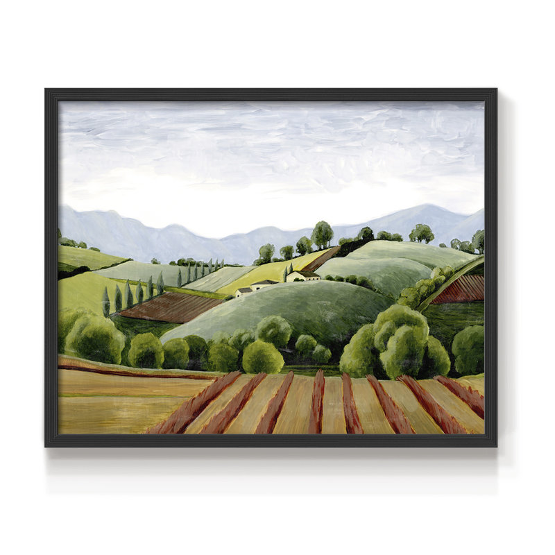 Tuscan Valley Sketch III -Framed Print - Restickable, Noir, noir, noir, noir, H 16 po x l 20 po