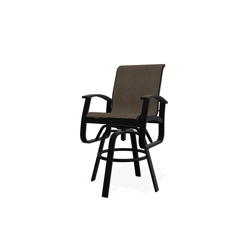 Fauteuil pivotant à hauteur de barre en aluminium Belle Isle Sling, Noir, Ella