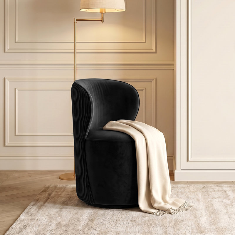 Tabouret de coiffeuse Modern 360 °, Velours noir