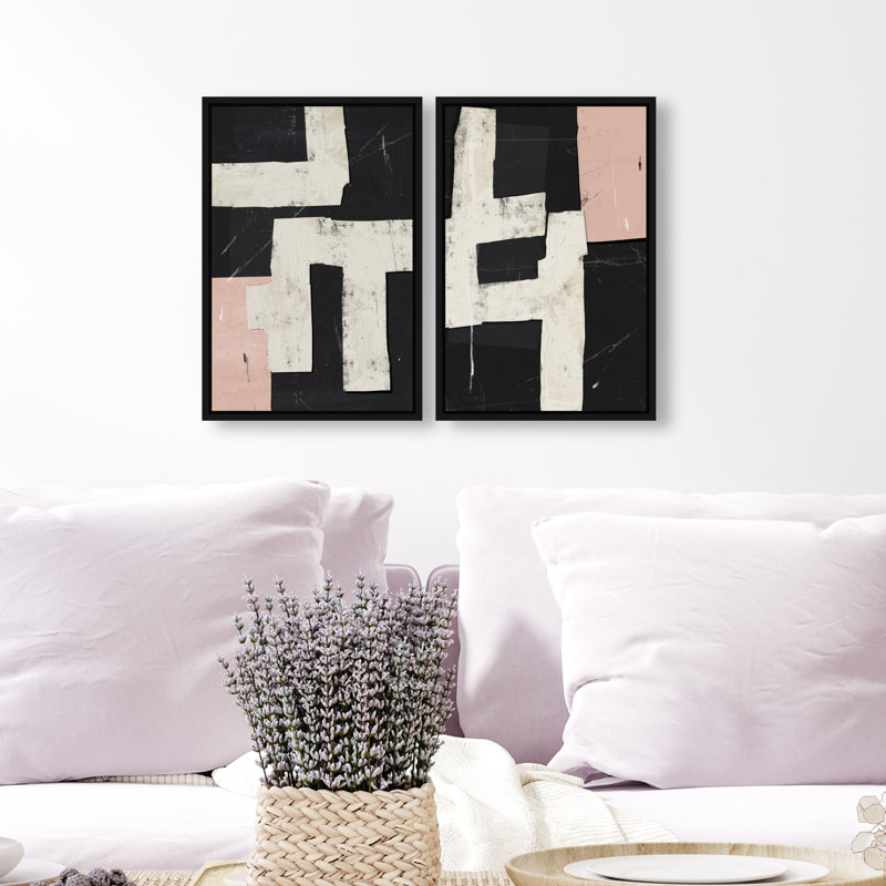 Placed Together Set Set by Oliver Gal, 11"H x 16"W, Black Floater Frame