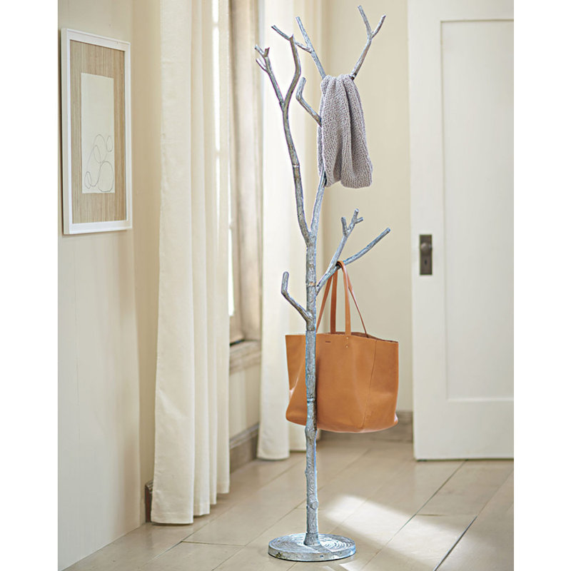 Ogorman Metal Freestanding Coat Rack, Silver