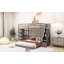 Lit simple superposé au dessus d'un lit double avec tablettes à 3 couches Rangement - aucun sommier requis, L 94,4 po x l 77,5 po x H 65 po, robuste et durable
