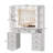 Farmhouse Makeup Vanity With Lighted Mirror & Charging Station, Vanity Desk Dresser Table With 3 Lighting Modes Brightness Adjustable,drawers,shelves,hair Dryer Stand For Bedroom,white