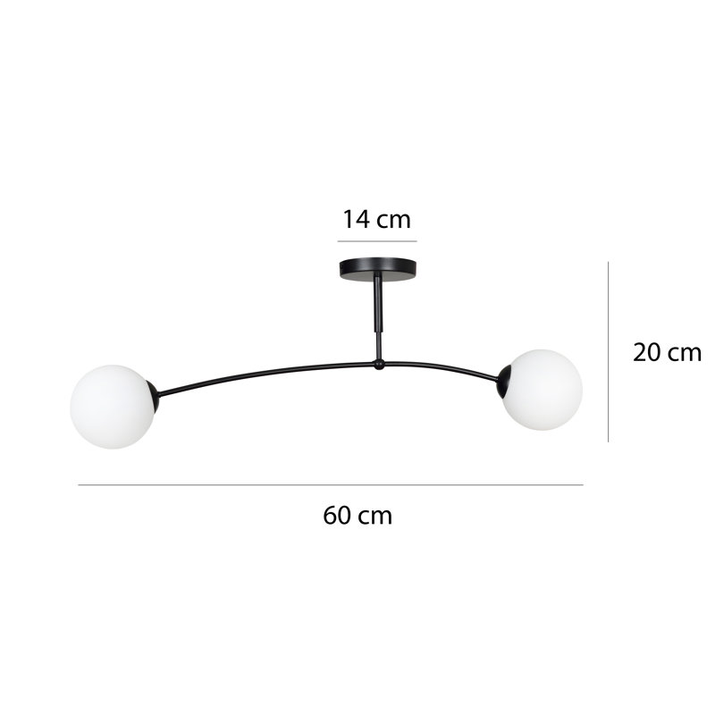 Pamplona Glass Semi Flush Mount, Black