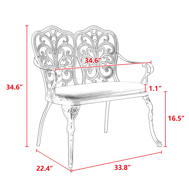 Banc de jardin en métal et aluminium, Noir
