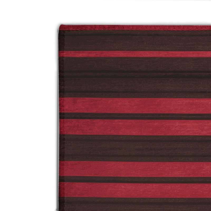 Tapis intérieur / extérieur rouge HorizontalStripes, Rectangulaire 2 pi x 3 pi