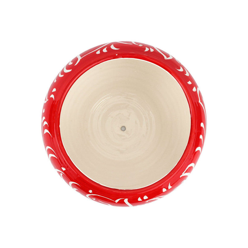 Rustic Garden Handcrafted Round Planter, 8.75" H x 11.5" W x 11.5" D, Red
