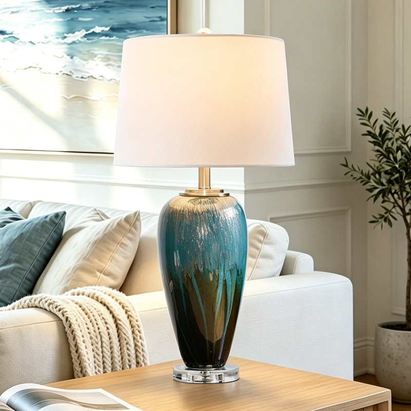 Lampe de table décorative en verre 27,5 po avec base en cristal